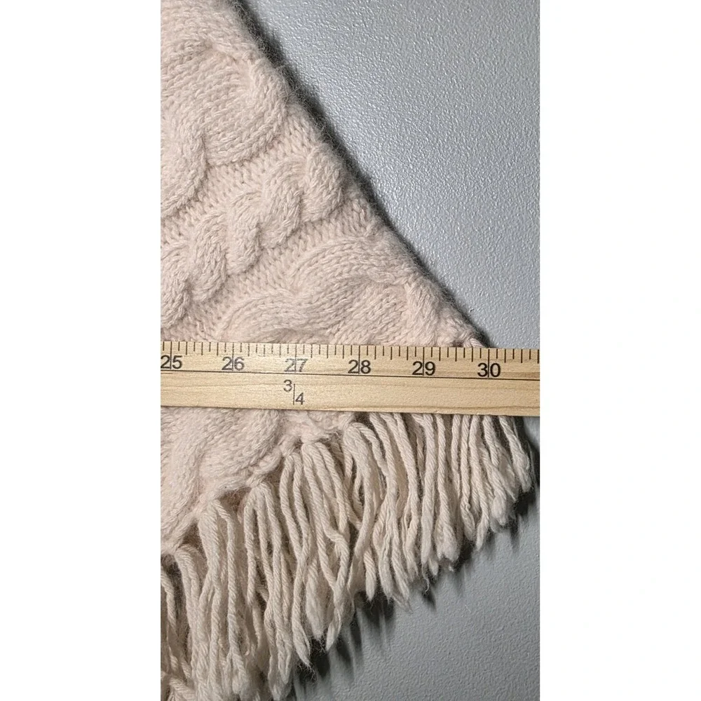 Banana Republic Ladies Lambswool Angora Cream LtPink Cable Knit Poncho Size M/L